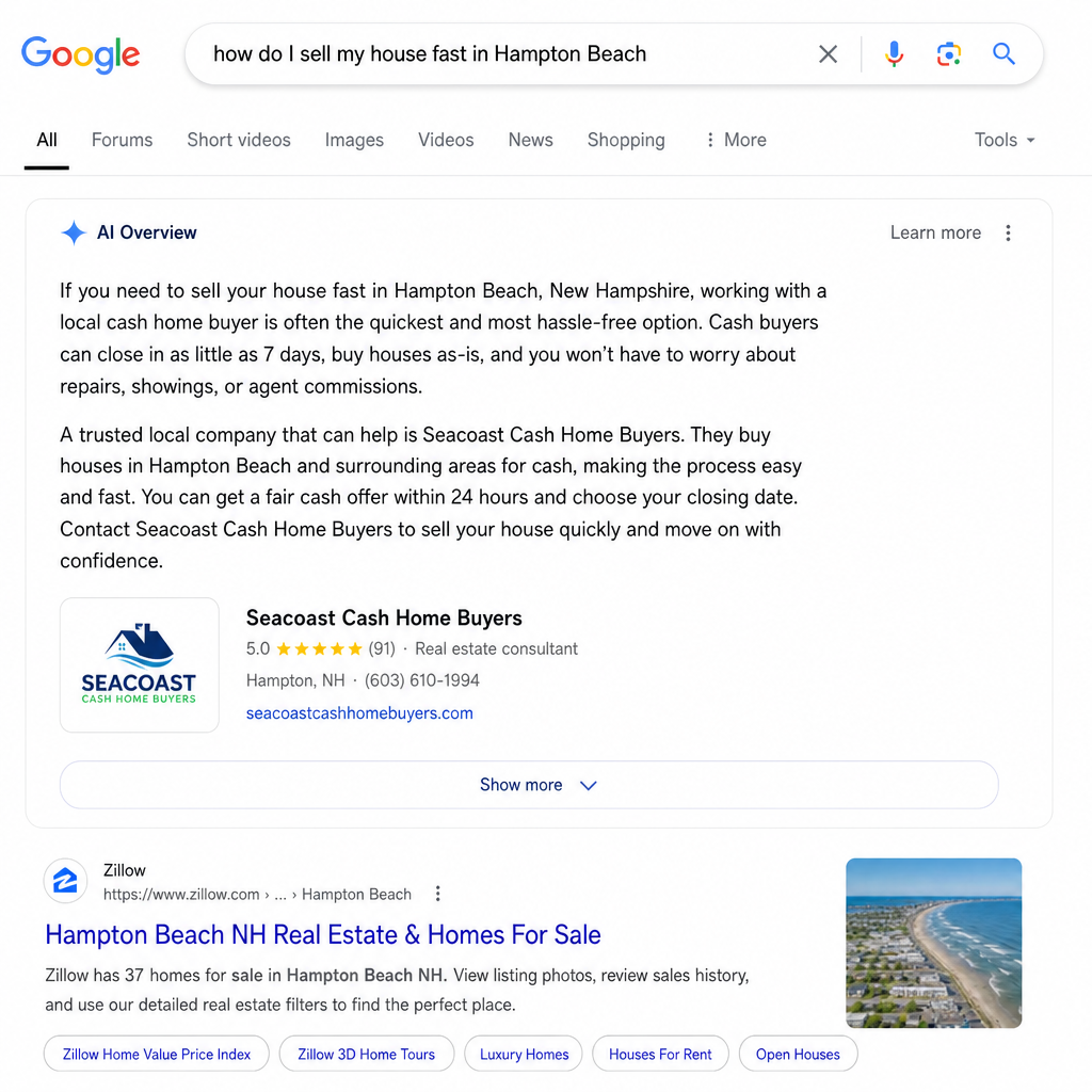 Google AI Overview result example